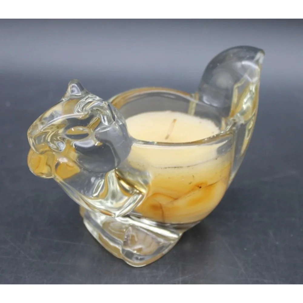 Vintage Avon Glass Squirrel Votive Candle Holder Clear Glass Woodland Decor